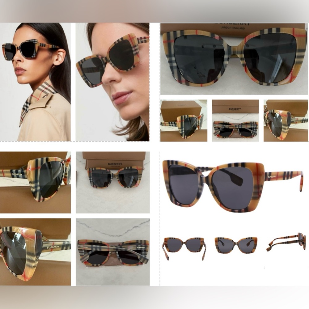 CLASSIC BURBERRY CAT- EYE FRAME SUNNIES IN THEIR CHECK PATTERN SIGNATURE STYLE - Picture 9 of 16